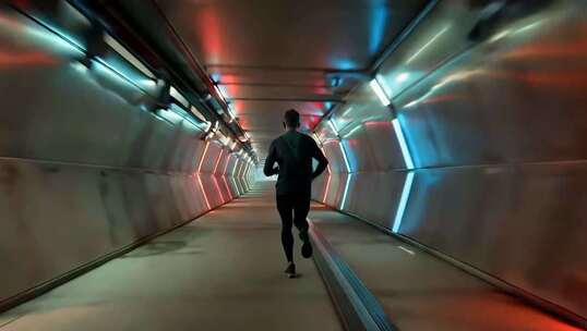 男子在隧道中跑步