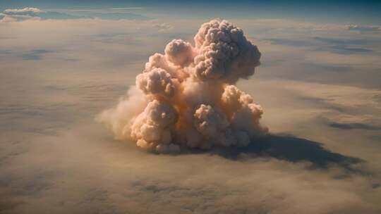 空中爆炸烟雾特效画面