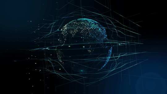 科技感数字地球网络连线画面