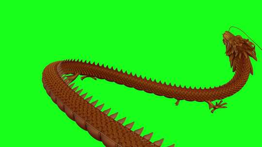 绿幕金色中国龙素材