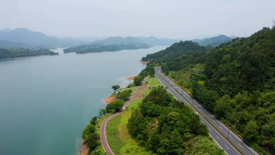 航拍杭州千岛湖自然风光视频素材模板下载