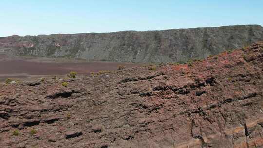 火山，火山口，留尼汪岛，无人机