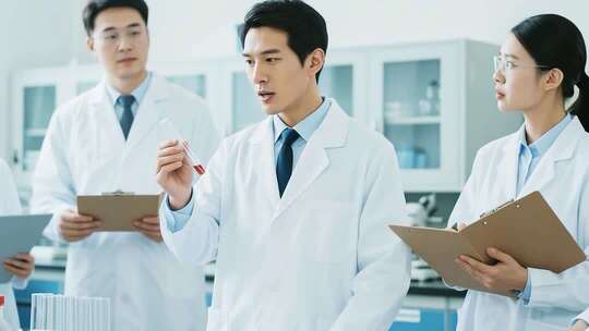 实验室医生交流探讨场景