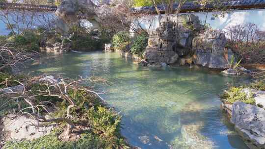 【合集】中式园林后花园池塘假山