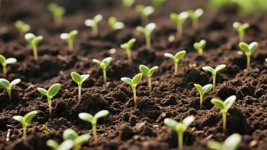 土壤中幼苗生长特写