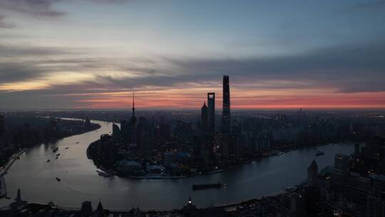 上海凌晨四点航拍空镜