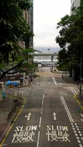 竖版香港城市街道交通道路叮叮车街景