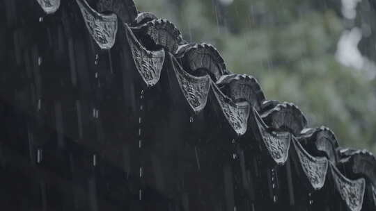 古建筑屋檐下雨 意境水滴 唯美屋檐雨滴