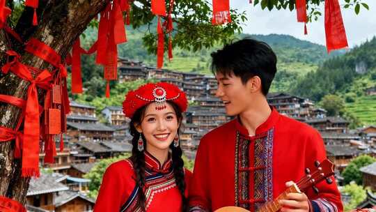 新年情侣温馨浪漫家庭家人春节人物