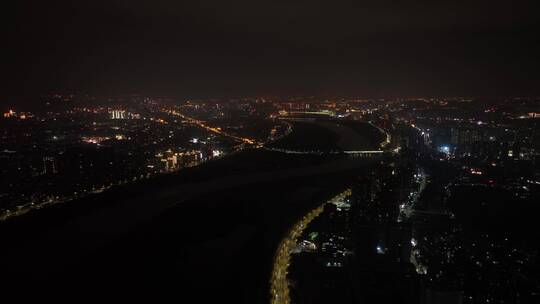 泉州江滨两岸市区夜景航拍晋江大景航拍夜景