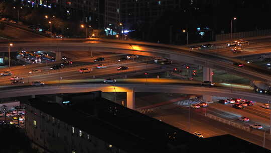 中国北京大郊亭桥夜景车流风光