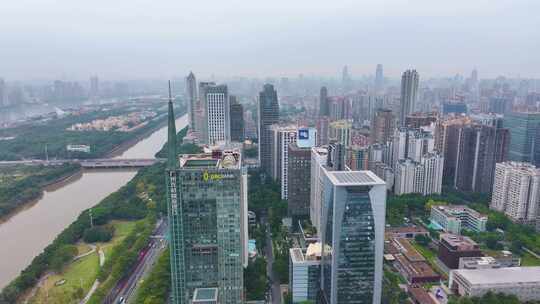 天河区广东广州农村商业银行航拍高楼大厦广视频素材模板下载