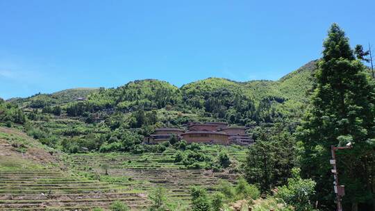 福建漳州南靖土楼古镇村落土楼航拍乡村