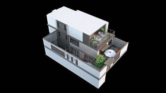 洋房建筑模型多方位展示
