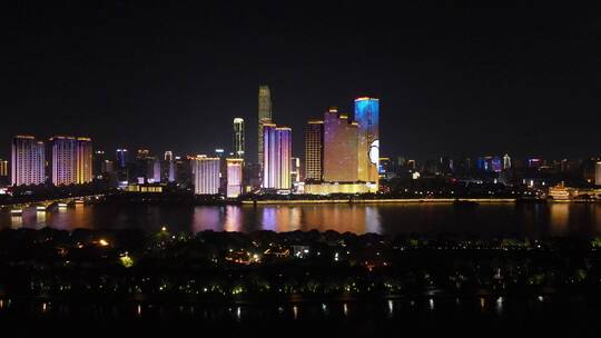 城市航拍湖南长沙五一商圈夜景视频素材模板下载