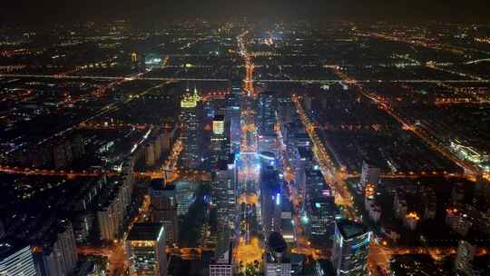 苏州东方之门城市夜景航拍