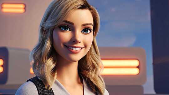 3D卡通动画美女微笑