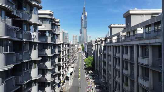 南京城市大景紫峰大厦航拍