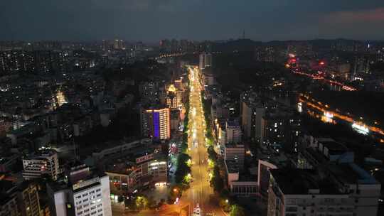 航拍四川自贡夜景自贡城市风光