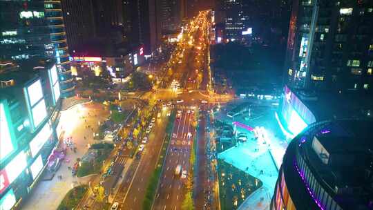 杭州下沙城市夜景车流延时摄影