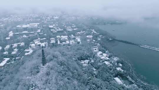 杭州西湖保俶塔雪景视频素材模板下载
