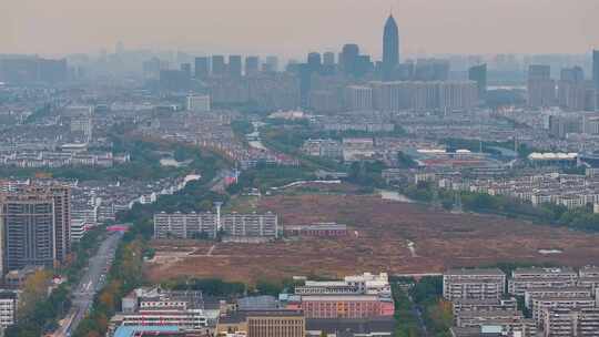 浙江绍兴越城区航拍城市风景风光素材大景全