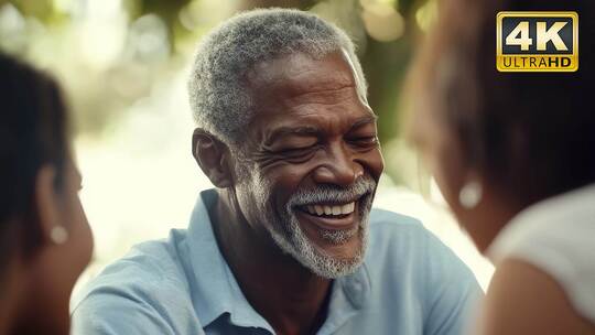 外国国外三代同堂温馨笑容幸福瞬间