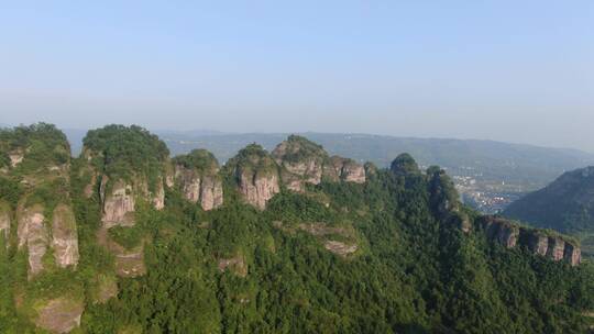 航拍浙江绍兴新昌县穿岩十九峰