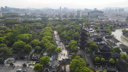 苏州寒山寺4K航拍原素材