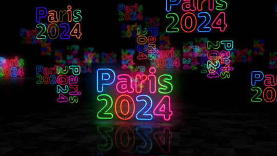 巴黎2024符号发光霓虹灯3d灯