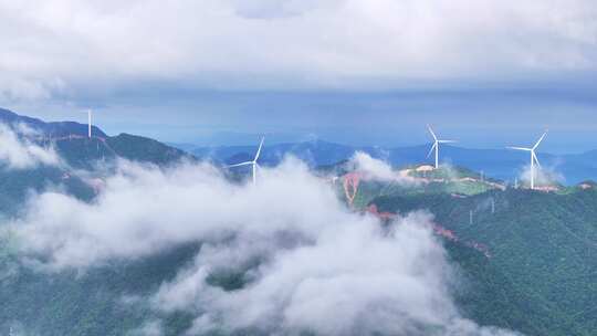 航拍高山风电 云海云雾