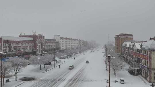 高角度拍摄大雪纷飞的马路241031 (6)