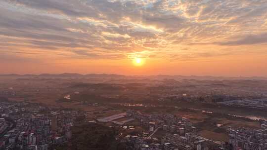 航拍邵阳洞口县晨曦