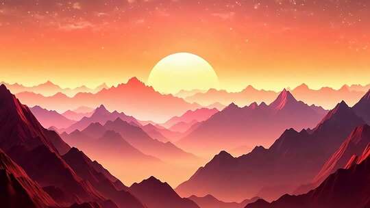 日落时分群山风景