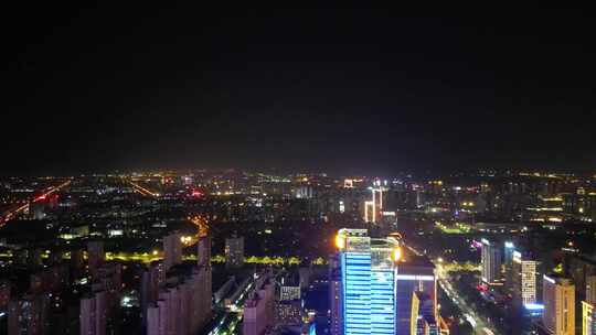 航拍河南洛阳城市夜景