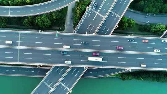 旋转航拍上海立交桥高架桥城市交通道路视频素材模板下载