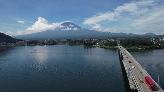 日本富士山附近的山梨县富士河口湖景观