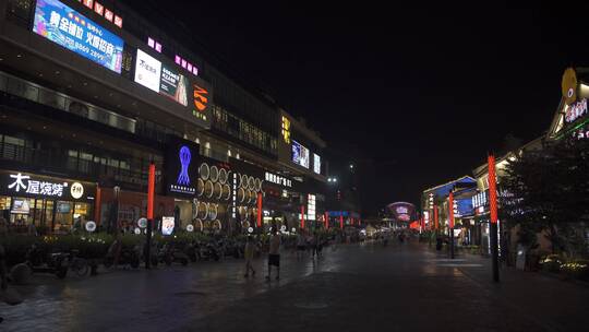 杭州拱墅区胜利河美食街夜景