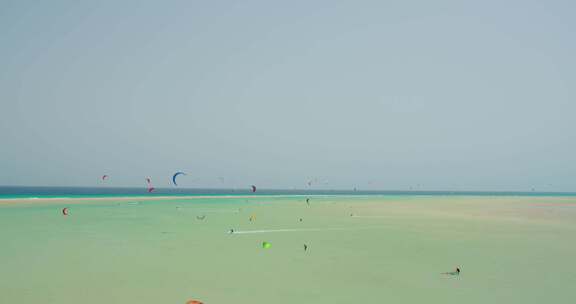 风筝冲浪，富埃特文图拉，海滩，海