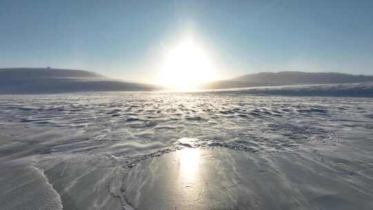 冬天呼伦贝尔自然风光雪景寒风暖阳视频素材模板下载