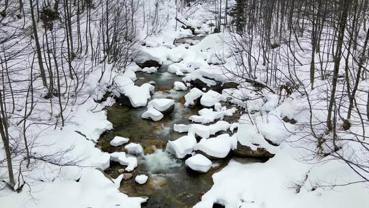 冰雪雪地河流小溪流水