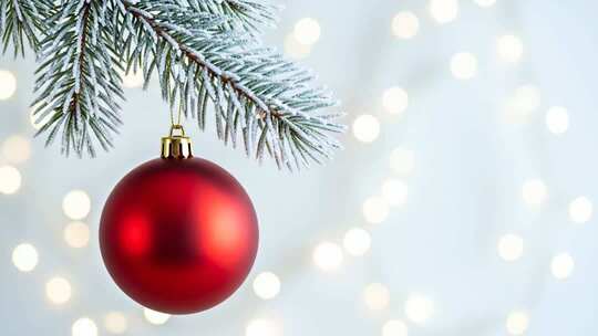 圣诞树枝上的红色装饰球