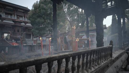 寺庙寺院祭祀活动烧香拜佛视频