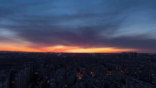 北京天通苑风暴闪电晚霞彩虹火烧云城市风光