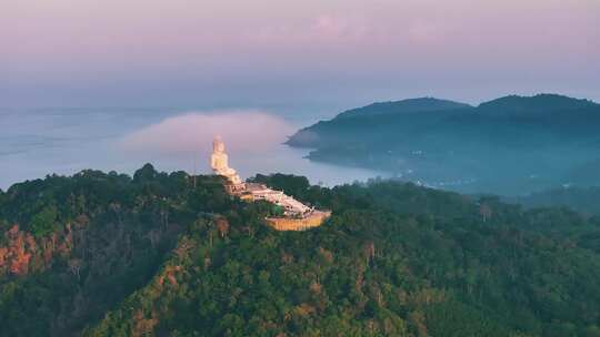 粉色夕阳 普吉岛 普吉大佛 4K航拍