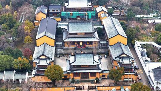 航拍海宁西山公园惠力寺视频素材模板下载