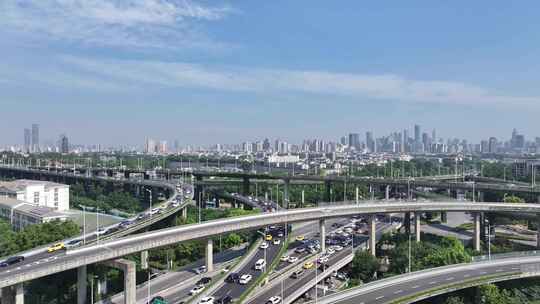 南京秦淮区双桥门立交车流南京市中心大景