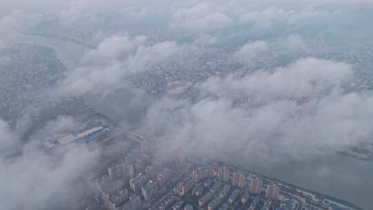 【4K超清】航拍城市日出朝阳平流雾纯净云海