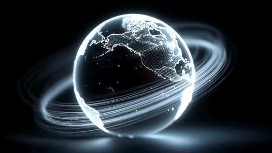 科技感十足地球环绕光效旋转