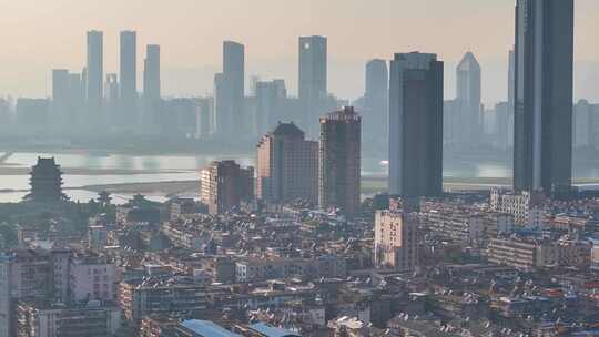 江西南昌东湖区航拍城市风景风光高楼大厦摩